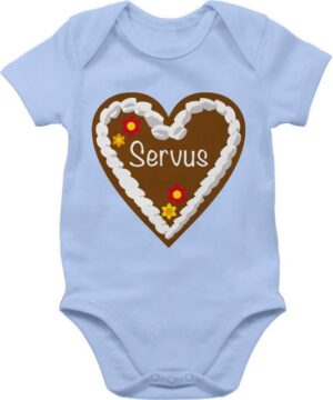 Shirtracer Shirtbody Lebkuchenherz Servus Mode für Oktoberfest Baby Outfit