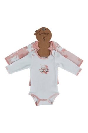 Ecocotton Langarmbody Baby Langarm Body Set ROSA aus 100% Bio Baumwolle (2-teilig) (Set