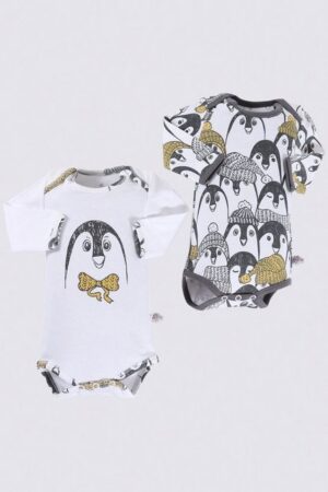 Ecocotton Langarmbody Baby Langarm Body Set PINGU aus 100% Bio Baumwolle (2-teilig) (2-tlg.