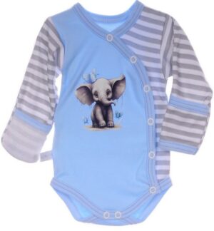 La Bortini Wickelbody Baby Body Langarmbody 44 50 56 62 68 74 mit Kratzschutz Kratzfäustlinge Ärmel