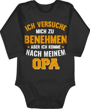 Shirtracer Shirtbody Ich versuche mich zu benehmen aber ich komme nach meinem Opa orange Sprüche Baby