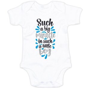 G-graphics Kurzarmbody Baby Body - Such a big miracle in such a little boy mit Spruch / Sprüche • Babykleidung • Geschenk zur Geburt / Taufe / Babyshower / Babyparty • Strampler