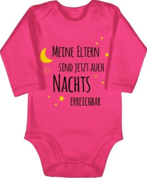 Shirtracer Shirtbody Meine Eltern sind jetzt auch nachts erreichbar Sterne schwarz/gelb Sprüche Baby