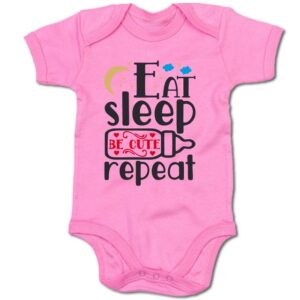 G-graphics Kurzarmbody Baby Body - Eat – sleep - be cute - repeat mit Spruch / Sprüche • Babykleidung • Geschenk zur Geburt / Taufe / Babyshower / Babyparty • Strampler