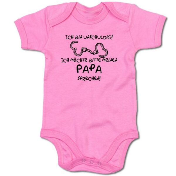 G-graphics Kurzarmbody Baby Body - Ich bin unschuldig! Ich möchte bitte meinen Papa sprechen! mit Spruch/Sprüche • Geschenk zur Geburt/Babyparty