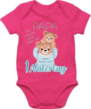 Shirtracer Shirtbody Alles Liebe zum 1. Vatertag - Papa Bär und Baby Bär - grau Geschenk Vatertag Baby