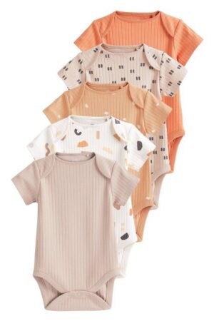 Next Kurzarmbody 5er-Pack gerippter Baby-Bodysuits mit kurzen Arm (5-tlg)