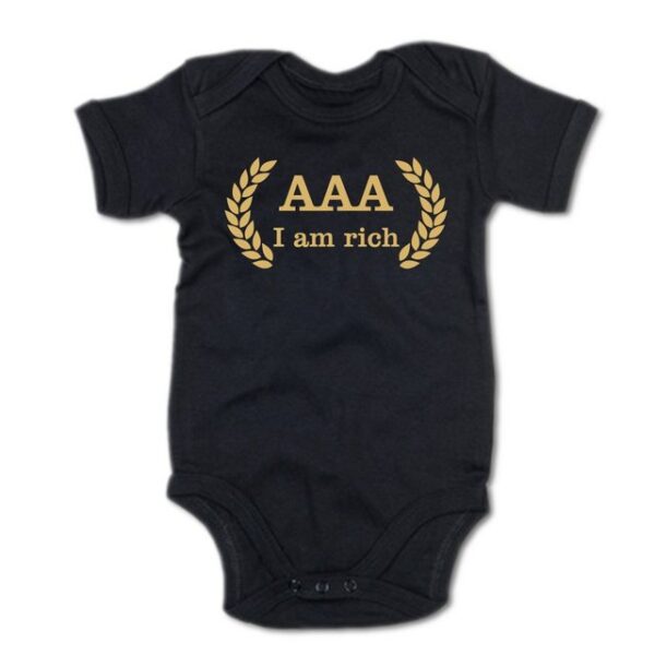 G-graphics Kurzarmbody Baby Body - AAA – I am rich mit Spruch / Sprüche • Babykleidung • Geschenk zur Geburt / Taufe / Babyshower / Babyparty • Strampler