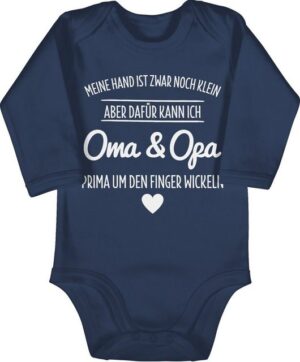 Shirtracer Shirtbody Oma und Opa um den Finger wickeln Großeltern Sprüche Baby