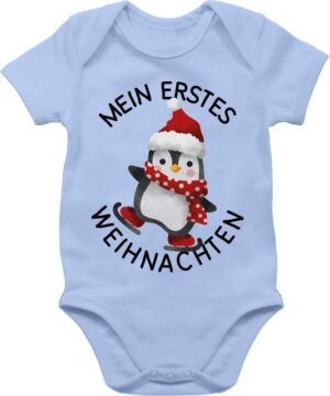 Shirtracer Shirtbody Mein erstes Weihnachten mit Pinguin - schwarz Weihnachten Kleidung Baby