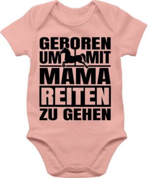 Shirtracer Shirtbody Geboren um mit Mama reiten zu gehen - schwarz Sprüche Baby