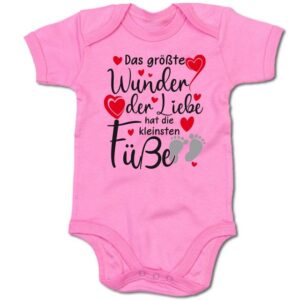 G-graphics Kurzarmbody Das größte Wunder der Liebe hat die kleinsten Füße Baby Body mit Spruch / Sprüche / Print / Motiv