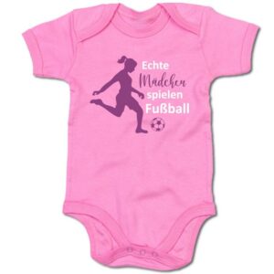 G-graphics Kurzarmbody Baby Body - Echte Mädchen spielen Fußball mit Spruch / Sprüche • Babykleidung • Geschenk zur Geburt / Taufe / Babyshower / Babyparty • Strampler