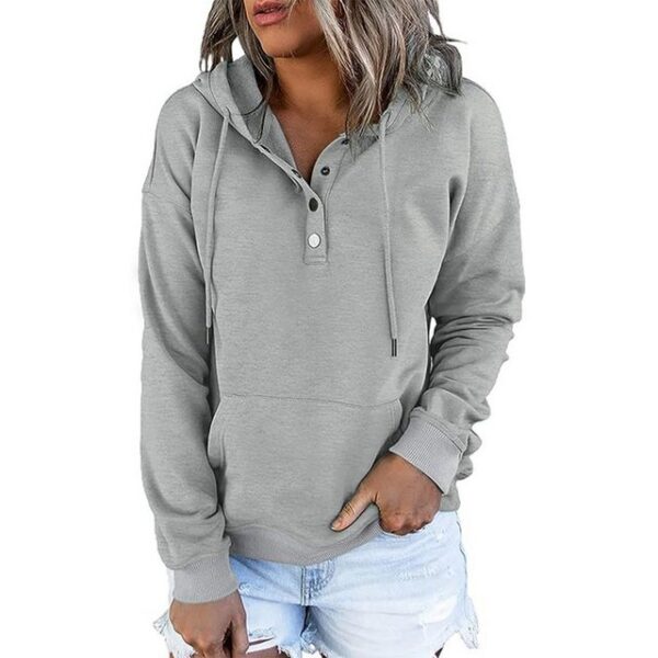 ZWY T-Shirt-Body Damen Button Down Hoodie Pullover Langarm Herbst Winter Sweatshirt