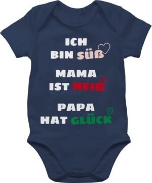 Shirtracer Shirtbody Ich bin süß Mama ist heiß Papa hat Glück Strampler Baby Mädchen & Junge