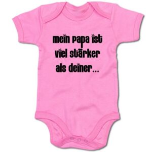 G-graphics Kurzarmbody Baby Body - Mein Papa ist viel stärker als deiner mit Spruch • Geschenk zur Geburt / Babyparty