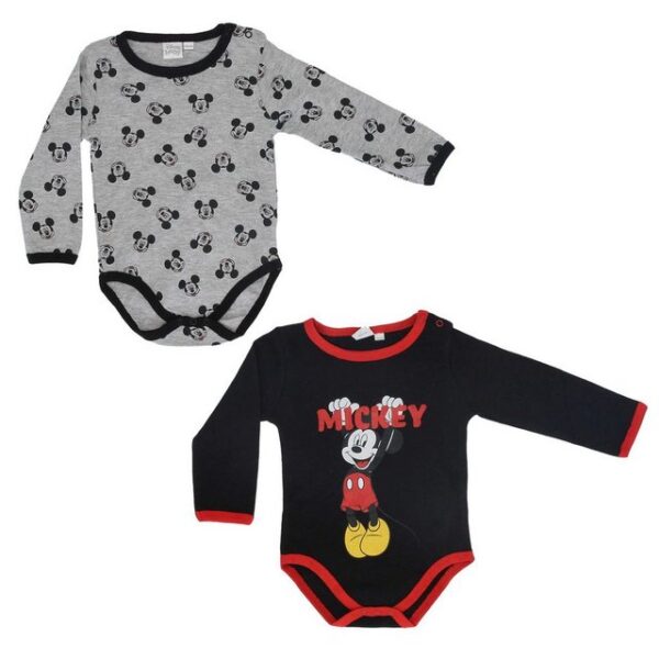 Disney Langarmwickelbody Disney Mickey Maus Baby 2er Pack langarm Body Strampler Gr. 62 bis 92