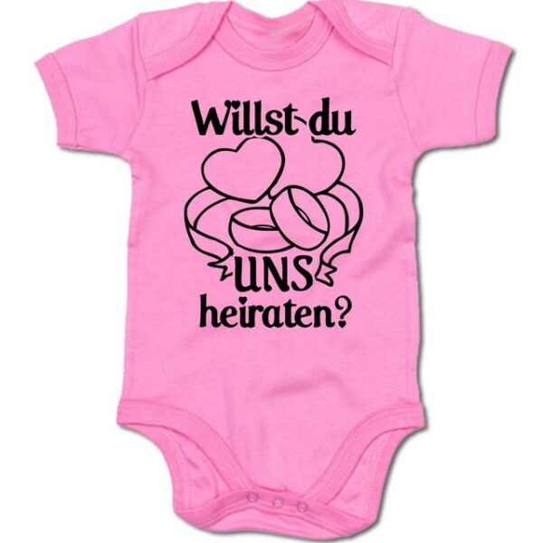 G-graphics Kurzarmbody Baby Body - Willst Du uns heiraten? mit Spruch / Sprüche • Babykleidung • Überraschung als Heiratsantrag • Strampler