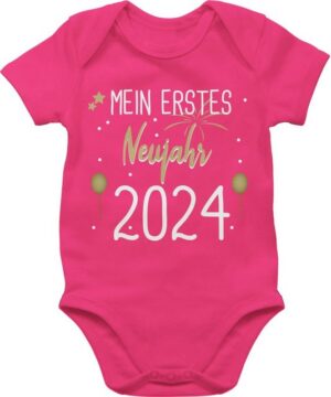 Shirtracer Shirtbody Mein 1. Neujahr weiß 2024 Silvester Baby