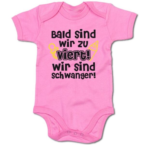 G-graphics Kurzarmbody Baby Body - Bald sind wir zu viert! Wir sind schwanger! mit Spruch / Sprüche • Babykleidung • Geschenk für den Papa „to be“ oder die werdenden Großeltern • Strampler