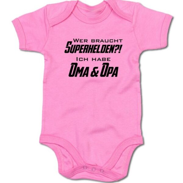 G-graphics Kurzarmbody Baby Body - Wer braucht Superhelden?! Ich habe Oma & Opa mit Spruch / Sprüche • Babykleidung • Geschenk zur Geburt / Taufe / Babyshower / Babyparty • Strampler