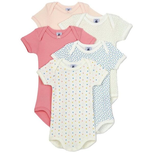 Petit Bateau Kurzarmbody 5er Set Kurzärmelige Baby Bodys aus Baumwolle