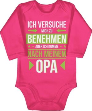 Shirtracer Shirtbody Ich versuche mich zu benehmen aber ich komme nach meinem Opa grün Sprüche Baby