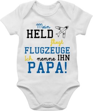 Shirtracer Shirtbody Mein Held fliegt Flugzeuge Sprüche Baby