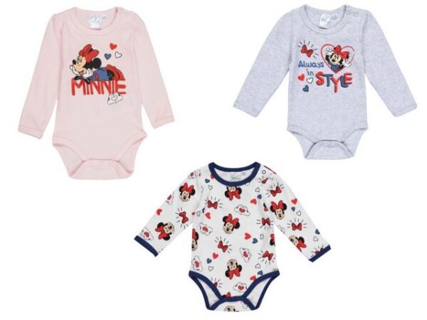 Disney Minnie Mouse Langarmbody in verschiedenen Farben und Größen