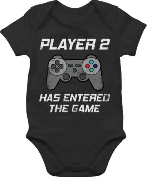 Shirtracer Shirtbody Player 2 has entered the game Controller grau Partner-Look Familie Baby