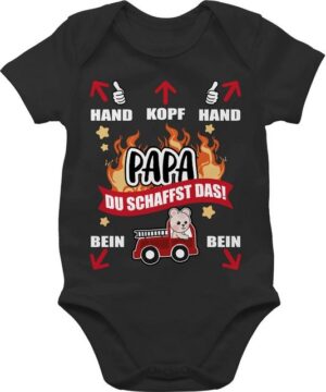 Shirtracer Shirtbody Papa du schaffst das - Feuerwehr - weiß Geschenk Vatertag Baby