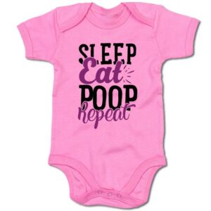 G-graphics Kurzarmbody Baby Body - Sleep Eat poop repeat mit Spruch / Sprüche • Babykleidung • Geschenk zur Geburt / Taufe / Babyshower / Babyparty • Strampler