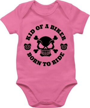 Shirtracer Shirtbody Kid of a biker born to ride mit Schnuller schwarz Sprüche Baby