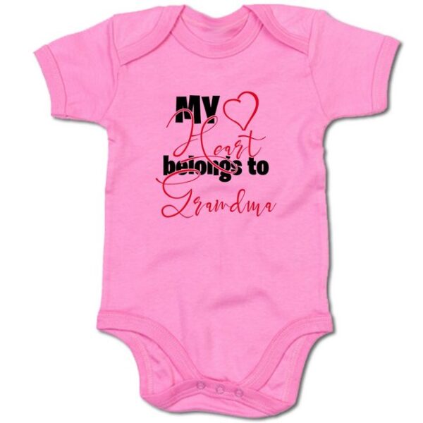 G-graphics Kurzarmbody Baby Body - My Heart belongs to Grandma mit Spruch / Sprüche • Babykleidung • Geschenk zur Geburt / Taufe / Babyshower / Babyparty • Strampler