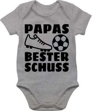 Shirtracer Shirtbody Papas bester Treffer mit Fussball - schwarz Geschenk Vatertag Baby