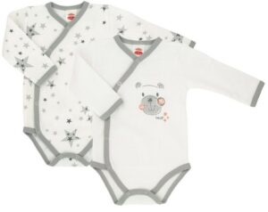 Makoma Wickelbody Baby Body Wickelbody Langarm Neutral für Neugeborene Teddy (Set