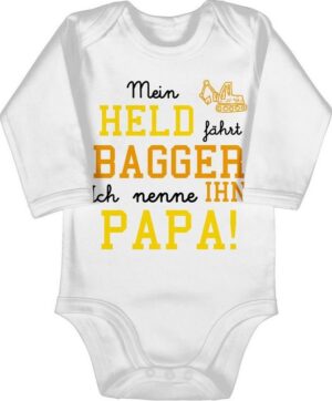 Shirtracer Shirtbody Mein Held fährt Bagger Sprüche Baby