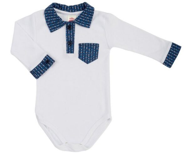 Makoma Hemdbody Baby Langarm Body mit Kragen Hemdbody Jungen (1-tlg) 100% Baumwolle