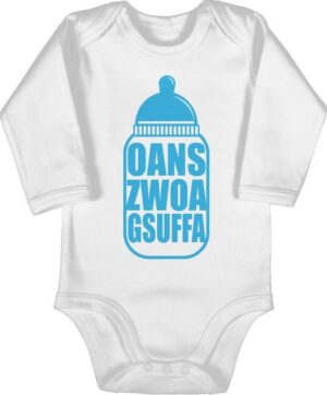 Shirtracer Shirtbody Babyflasche Oans Zwoa Gsuffa blau Mode für Oktoberfest Baby Outfit