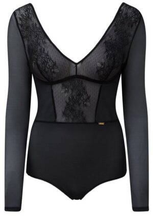 Gossard Langarmbody Glossies Lace Langarm Body Black L (Shapebody