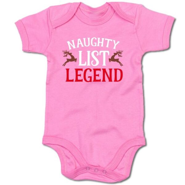 G-graphics Kurzarmbody Baby Body - Naughty List Legend mit Spruch / Sprüche • Babykleidung • Geschenk zu Weihnachten • Strampler