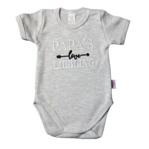 Babymajawelt Kurzarmbody Babybody "Papa´s Liebling" grau - Stickerei