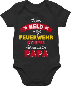 Shirtracer Shirtbody Mein Held trägt Feuerwehrstiefel Geschenk Vatertag Baby