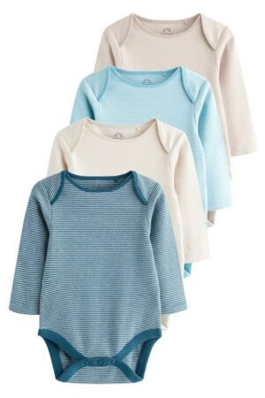 Next Langarmbody Langärmelige gestreifte Bodysuits im 4er-Pack (4-tlg)