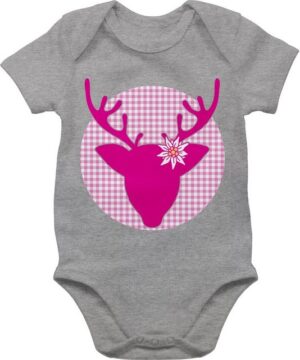 Shirtracer Shirtbody Hirsch Edelweiß Mode für Oktoberfest Baby Outfit