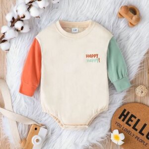 suebidou Langarmbody Baby Body Longsleeve aus Baumwolle mit "Happy" Statement