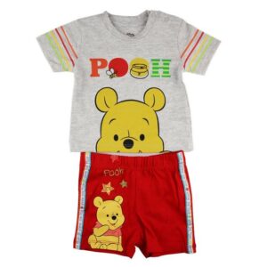 WINNIE POOH Kurzarmwickelbody Winnie der Pooh Baby Sommerset T-Shirt plus Shorts Gr. 62 bis 86