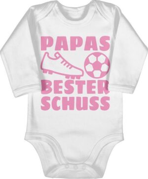 Shirtracer Shirtbody Papas bester Treffer mit Fussball - rosa Geschenk Vatertag Baby