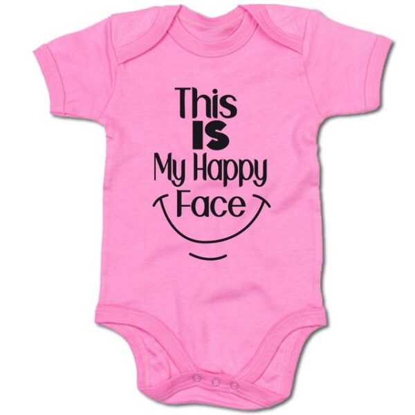 G-graphics Kurzarmbody This is my happy face Baby Body mit Spruch / Sprüche / Print / Motiv