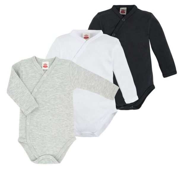 Makoma Wickelbody Baby Body Langarm Neutral für Neugeborene Jungen und Mädchen (Spar-Set